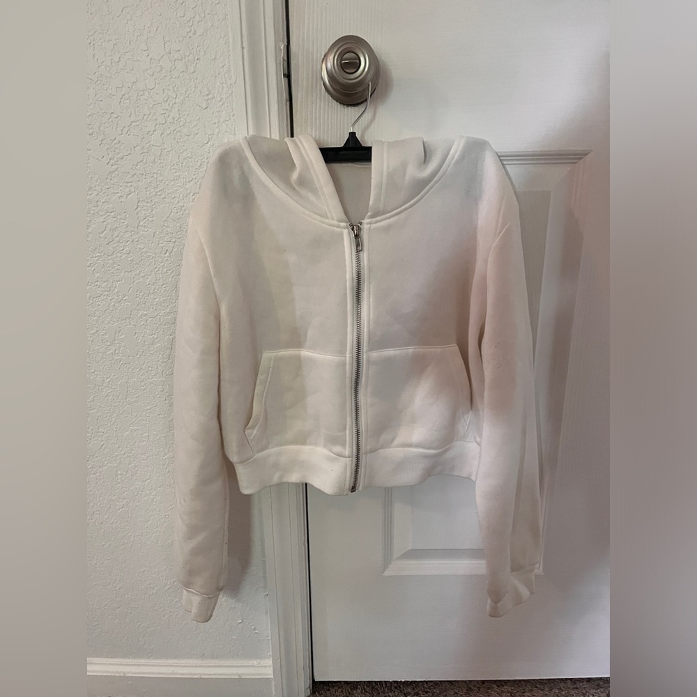 Small white crop top zip up jacket
